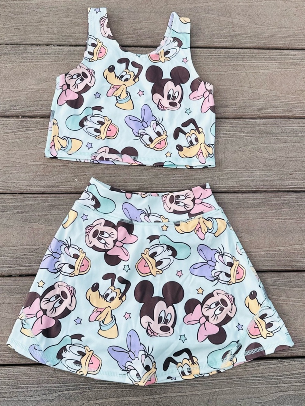 Girls Pastel Disney Character Skort Set - Mint Green